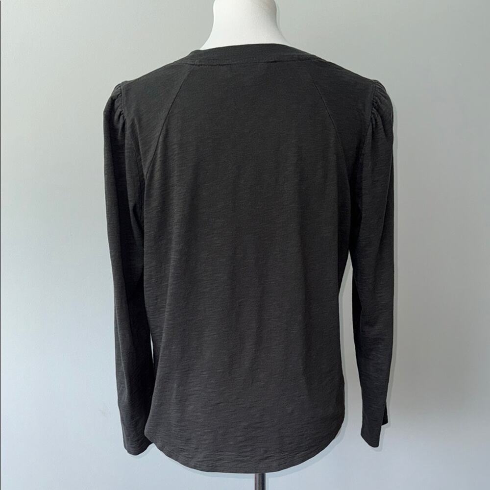Veronica Beard Baseball Mason Charcoal Long Sleeve Tee Pimo Cotton Top Women's L - Picture 7 of 9